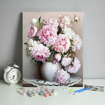 Digital oil painting diy filling Nordic flower peony blossom rich hand-filled acrylic oil color painting customization
