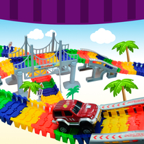 Childrens educational assembly electric rail car 3-4 men and women children train racing variable assembly toy 5-6 years old