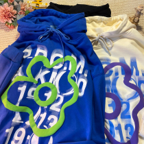 CURPOPP country Tide brand fried street Klein blue hooded sweater men autumn couple sweet cool wind hot girl coat