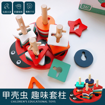 Childrens Montesse Early Education Wooden Geometric Set Column Building Blocks Puzzle Exercise Fingers Fingers Fine Motion Graphics Matching Toys