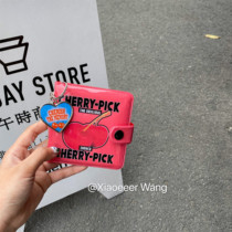 Korean ins custom American retro pink girl heart letter cherry cherry SNAP card bag wallet short