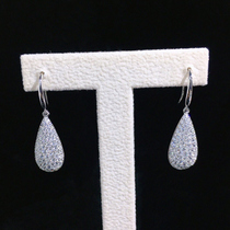 Earrings necklace set water droplets atmospheric sterling silver ear hook long thin high carbon diamond classic Hong Kong style retro flash elegant