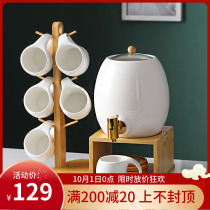 Water container ceramic cold kettle high temperature high capacity cold kettle set household living room with faucet juice pot