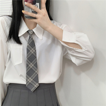 Plaid-free gray tie female JK shirt Japanese college style couple Joker casual Korean bow tie male tide