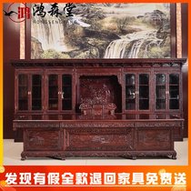 Mahogany furniture bookcase Large desk Indonesian broadleaf yellow sandalwood black acid branch office luxury desk chair cabinet combination