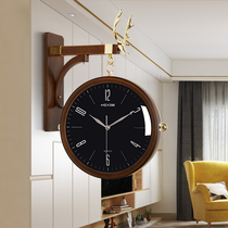 Nordic double-sided wall clock simple mute clock deer head fashion living room home clock personality creative decoration hanging watch