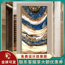 Gold foil hand-painted oil painting high-grade crystal light luxury porch decorative painting simple modern corridor aisle vertical hanging painting