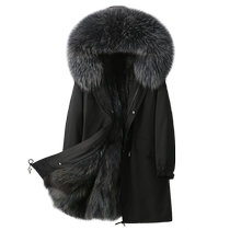 2021 new winter Pike suit mens fox fur inner can be removed from the long Haining real fur