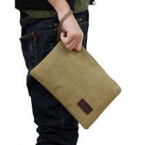 Mens handbag Large-capacity casual canvas Handheld bag Male Tide Cards Youth Han Edition Fashion Envelope Wallet bag mens bag