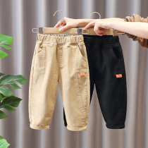 Boys pants spring and autumn casual trousers 2021 Winter new small children plus velvet sweatpants baby foreign atmosphere tide