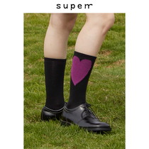 SUPERR 2020 ss vol 19 socks women Summer tricolor solid color color color color color love printing midline socks