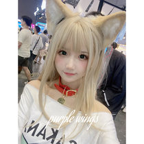 Wig female hair Summer full head cover natural simulation Net red cos White Gold lolita Long hair wig set