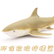 Simulation soft glue lemon shark toy childrens Sea World Animal Model plastic shark creature