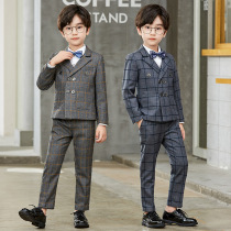 Boys small suit British style childrens dress flower boy suit Korean handsome double-breasted speech suit three-piece suit