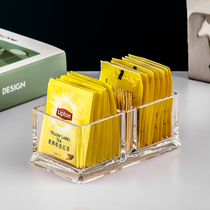 Tea bag storage box coffee sugar bag desktop hotel restaurant room home commercial acrylic plastic grid transparent