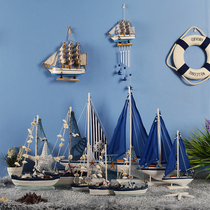 Mediterranean style sailing boat model decoration ornaments shell craft boat ins Wind room decoration gift