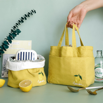 Cute lunch bag portable lunch box bag small student office worker portable insulation bag cotton linen aluminum foil small thick