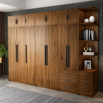 Nordic wardrobe modern simple economy combination five-door solid wood panel master bedroom home cabinet wardrobe
