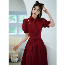 Fa-style toast bridal gown dress lady little sub wedding usual can wear summer temperament back door wine red color engagement