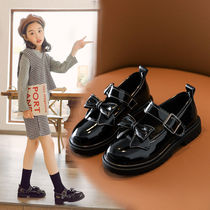 Girls' Leather Shoes Summer Princess Black Leather Student Shoes Little Girl English Wind Soft Bottom Children's Single Shoes