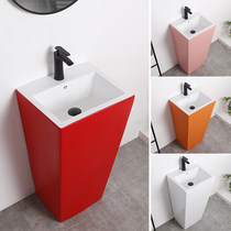 Household Ceramic column basin washbasin wash basin integrated floor standing small apartment toilet balcony washbasin