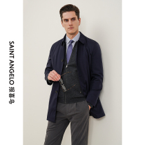 Newsbird new men's business casual long lapel single-breasted trench coat solid color cadre men's autumn coat