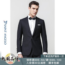  Saint Angelo autumn new mens business formal wool suit suit slim mulberry silk wedding suit men