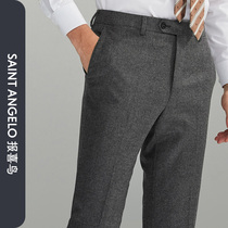 Newsbird 2021 new men's business casual wool straight tube vertical suit pants gray work dress pants men