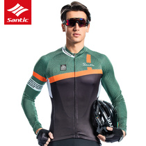 Santic forest guest spring and summer long-sleeved cycling jacket bicycle jacket moisture wicking perspiration high-bomb bicycle suit men