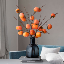 Persimmon wishful flower arrangement simulation persimmon fruit branches red fruit fake flower simulation flower living room porch decoration ornaments