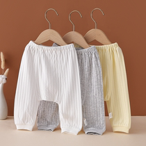 Baby spring autumn pure cotton large pp pants baby warm autumn pants sleeping pants male and female child hitting bottom pants big fart outside wearing cotton pants
