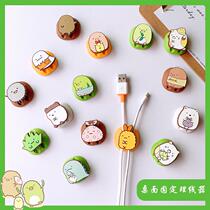 Cartoon Cute Data Line Fixer Desktop Wire Winder Containing phone line winder charging wire snapback wire clamp headphones Anti-wound finishing small deity Divine Instrumental Fixed Wire-rewinding buckle HUB