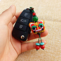 Hand embroidered tiger head pendant cute creative personality male and female car key chain hanging decoration auspicious small gift