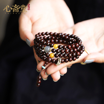 Xin Zhaitang (Fu Xin) India Gaomi old material Jinxing small leaf red sandalwood Beed hand string this year tiger bracelet female