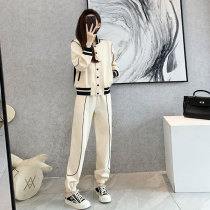 Sports suit womens spring 2022 new Eurostock retro-bombed street tennis red loose cardiopouses for leisure and clothing two sets of damp