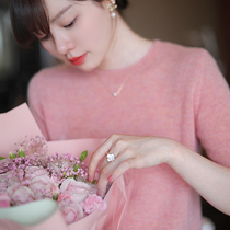 UMOOIE is too gentle and beautiful pink has three cashmere knitwear