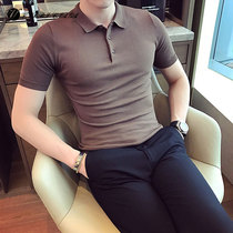 Mens short-sleeved POLO shirt lapel T-shirt Mens trend solid color thin sweater Korean version slim wild clothes
