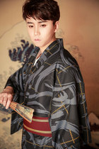 Kimono Yukata Mens Japanese kimono Formal suit Samurai suit Traditional kimono set Basic 4-piece set