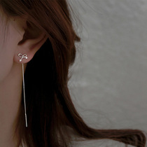 925 pure silver butterfly knot earline female temperament raising earmark with a thin ear line length and super fairy earrings