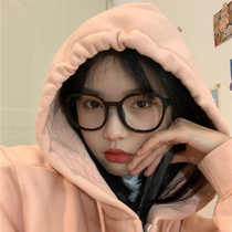 Net red super frame square black frame big face thin Korean version of the tide round face female makeup anti-blue light with myopia eyeglasses frame
