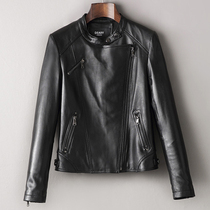 Leather leather women's 2021 fashion spring new short locomotive Joker sheep leather slim collar coat temperament