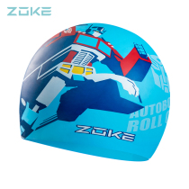 Zoke high-elastic silicone non-flexible head comfortable non-slip silicone swimming cap printed cute boy swimming training swimming cap