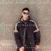 Thom Browne21 winter double shoulder webbing striped jacket tb mens and womens casual hooded jacket