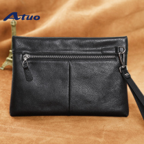 ATuo Mens Bag Handbags Genuine Leather Envelope Baotou Layer Bull Leather Business Hand Grip Bag Minima Large Capacity Soft Leather Hand Grab Bag