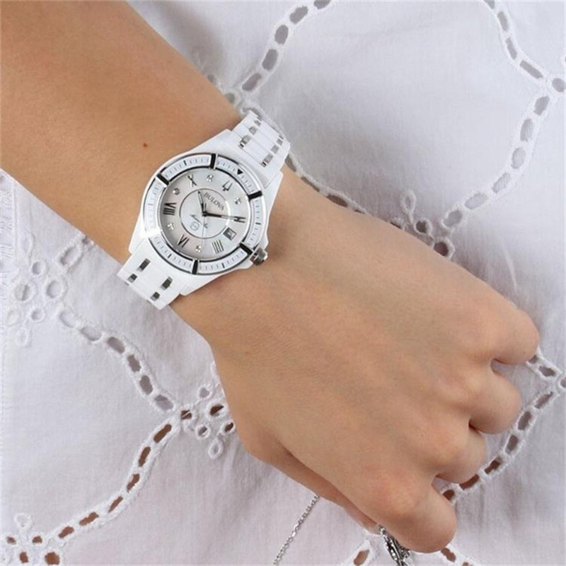 Baoluhua womens watch Bulova white ceramic shellfish dial ocean heart temperament womens watch