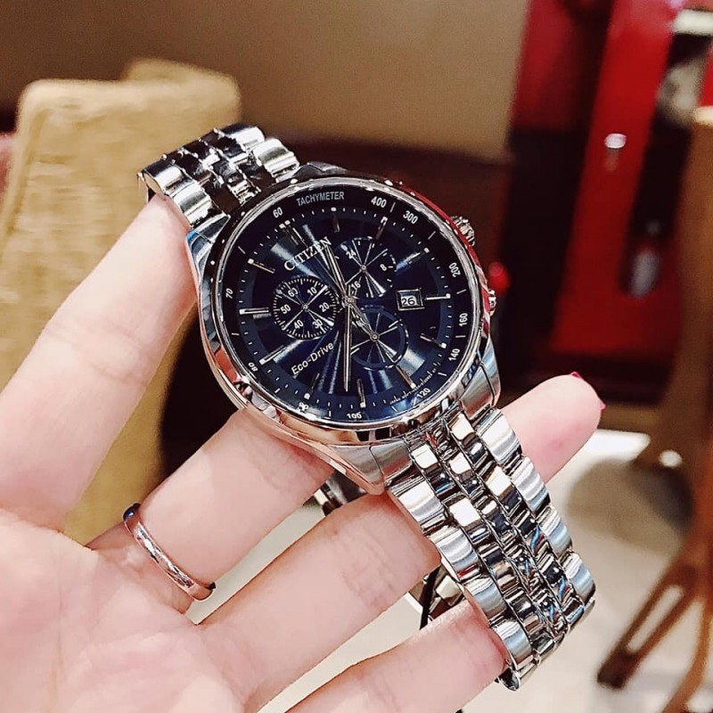 CITIZEN West Rail City mens watch three-eye timed steel belt mens light and dynamic energy watch AT2141-52L