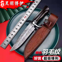 Feather pattern outdoor knives small hunting knife high hardness integrated steel hunting knife sharp portable small straight portable collection knife