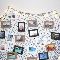 Retro bar restaurant message wall decoration hemp rope fishing net grid clip paper photo frame Photo Wall