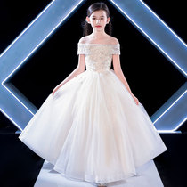 Childrens dress girl princess dress Flower Girl Wedding Girl high-end shoulder host piano performance suit summer