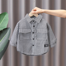 Children Shirt Striped Spring Autumn White Fried Street Long Sleeve Boy Handsome Spring Trendy New Baby Spring Clothing Blouse